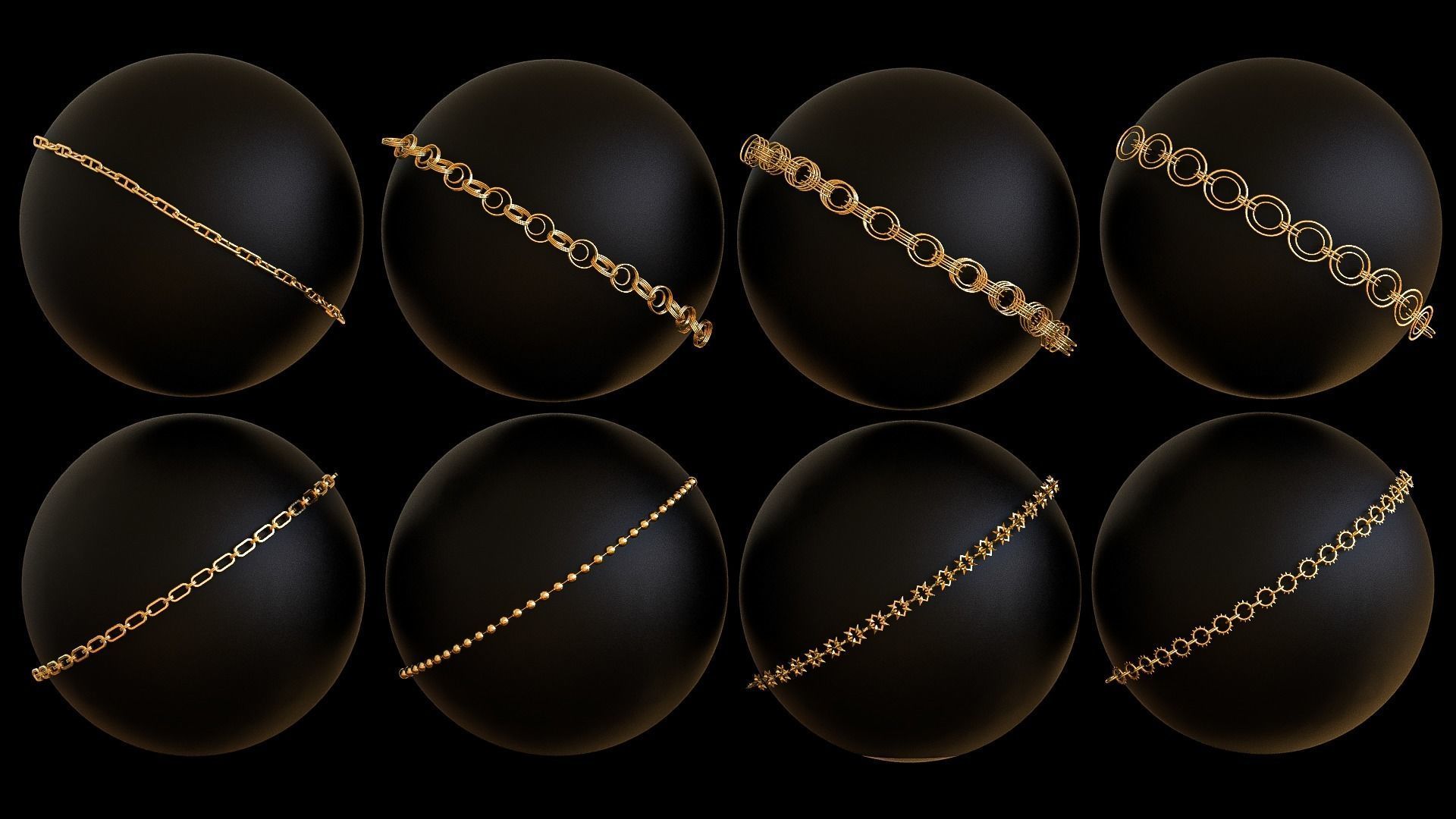 3D model 70 Chain Curve Brushes VR / AR / low-poly | CGTrader