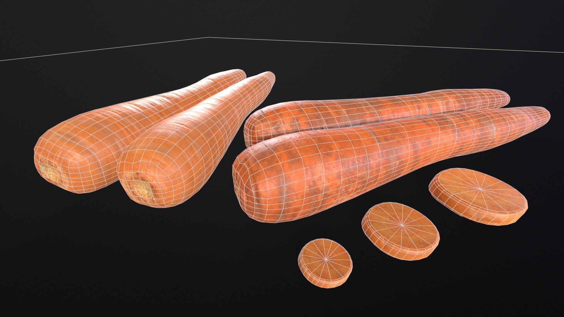 Carrots Low-poly 3D model_5