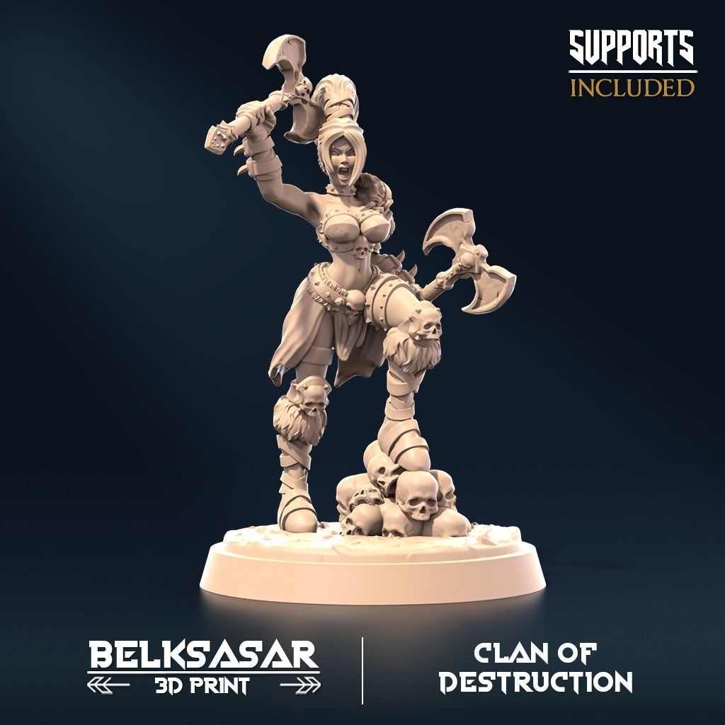 Barbarian of Destruction Set x5 3D print model_1