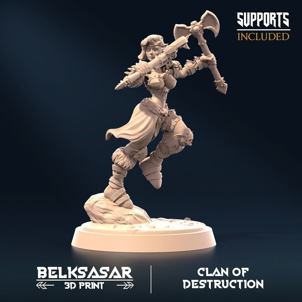 Barbarian of Destruction Set x5 3D print model_2