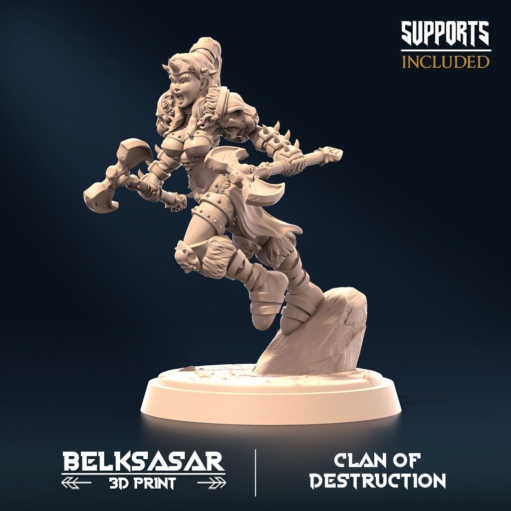 Barbarian of Destruction Set x5 3D print model_5