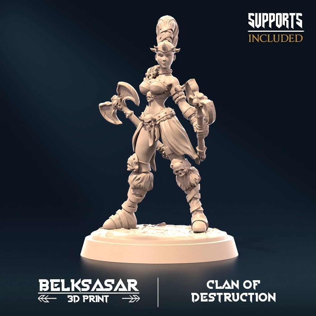 Barbarian of Destruction Set x5 3D print model_4