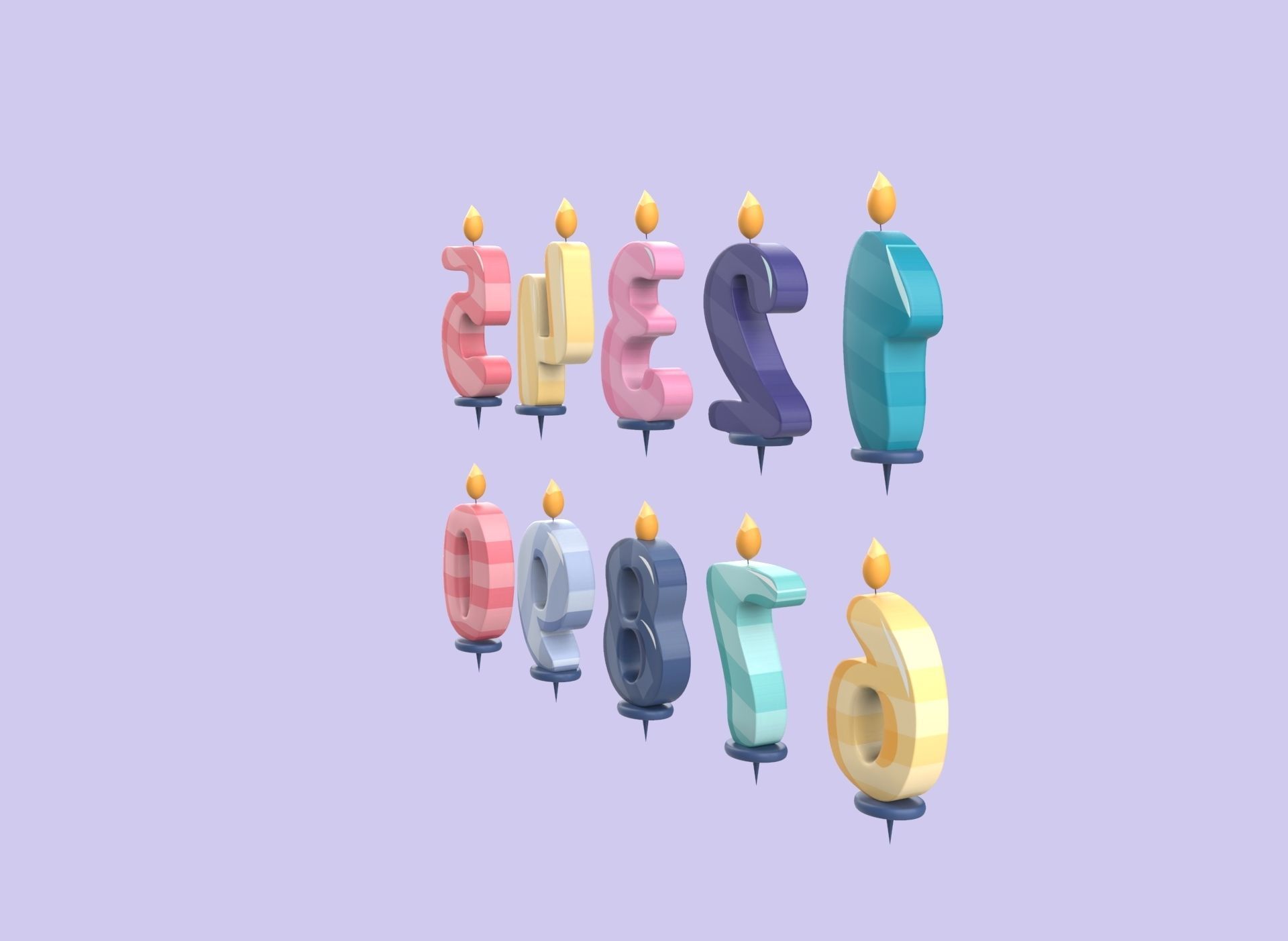 Cartoon Number v002 Low-poly 3D model_7