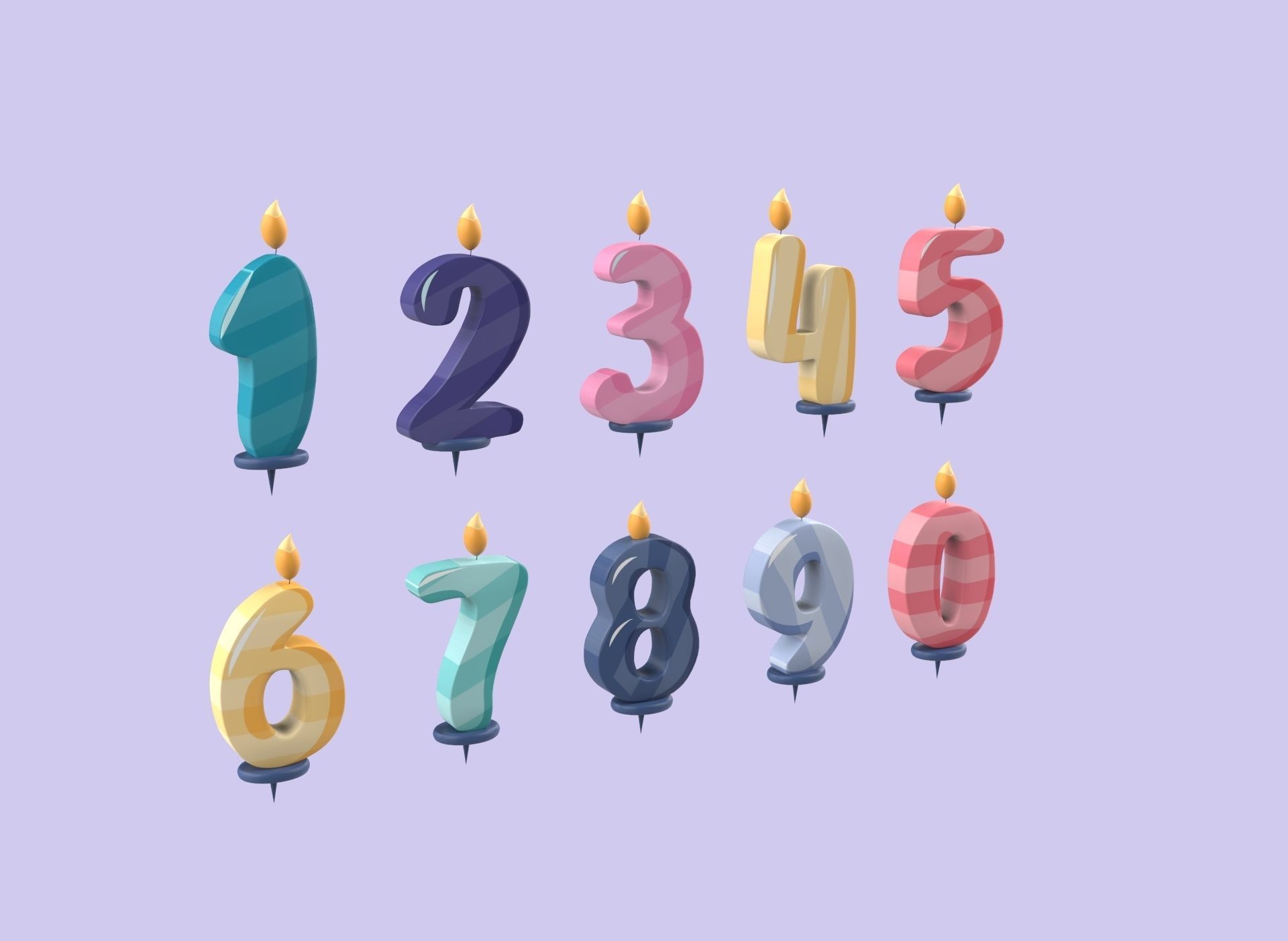 Cartoon Number v002 Low-poly 3D model_2