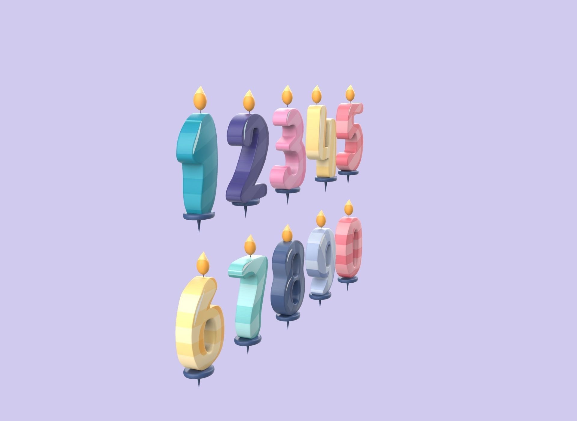 Cartoon Number v002 Low-poly 3D model_4