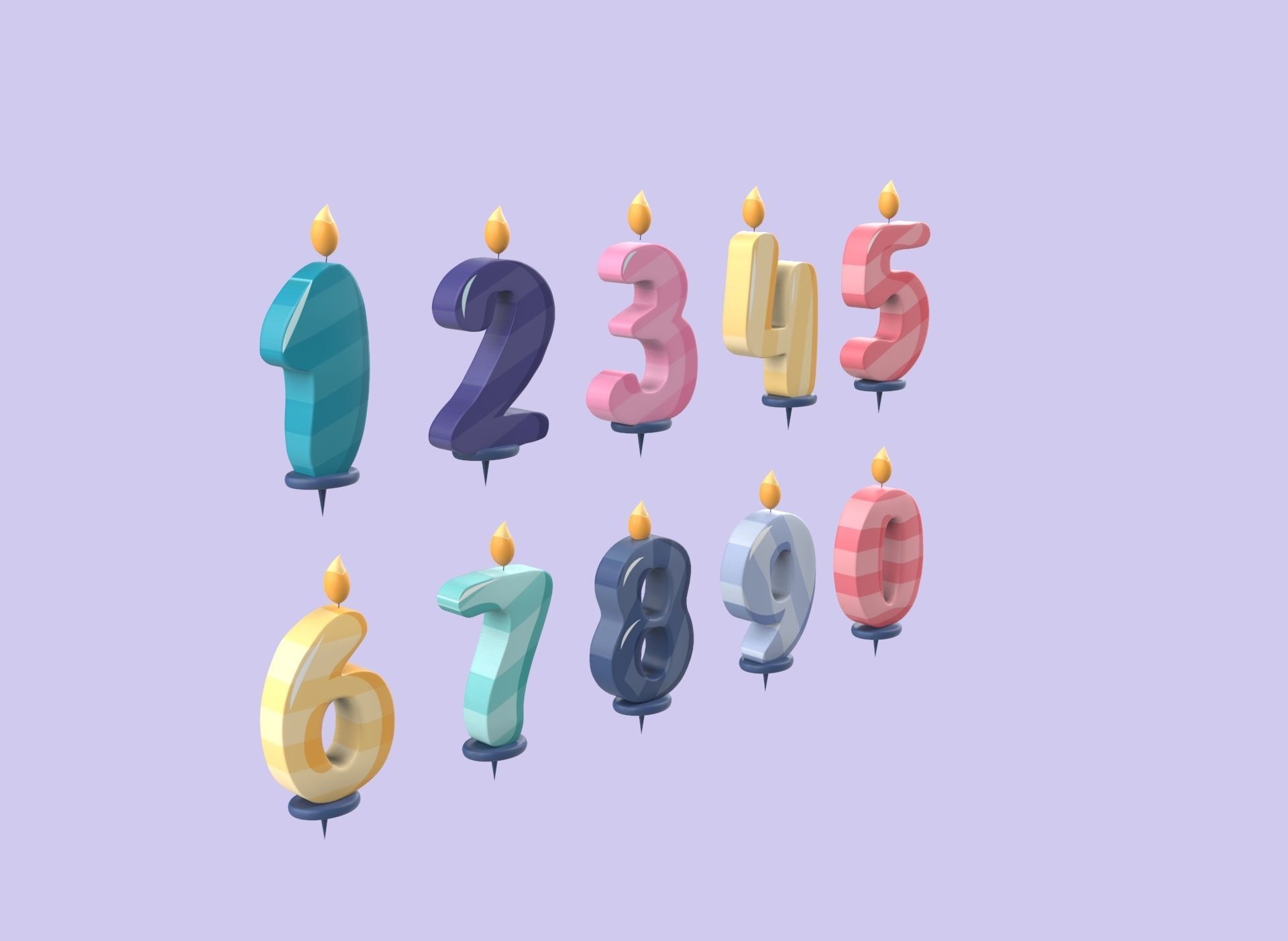 Cartoon Number v002 Low-poly 3D model_3