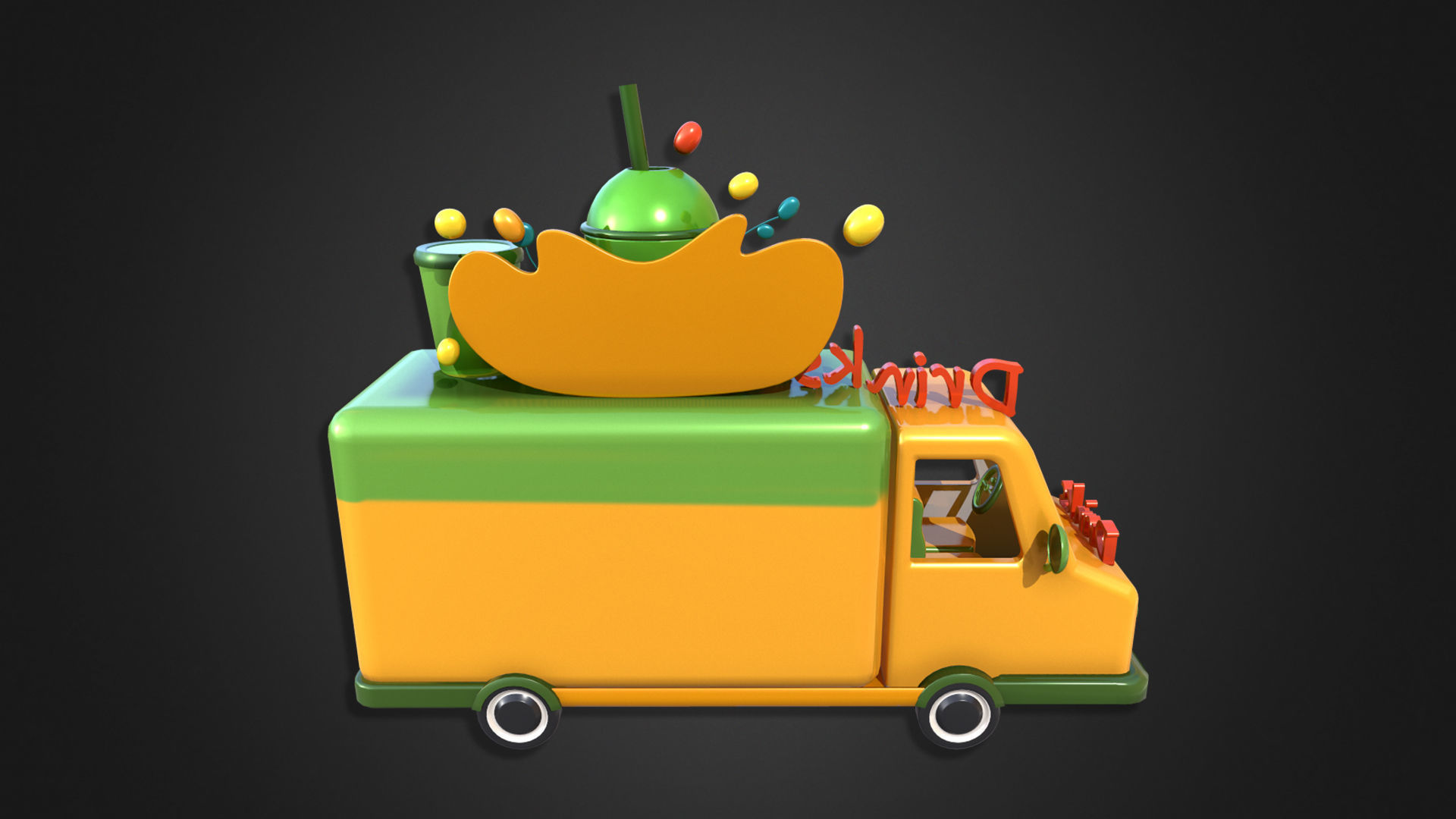 Asset - Cartoons - Food Car - Drinks Car 3D model_10