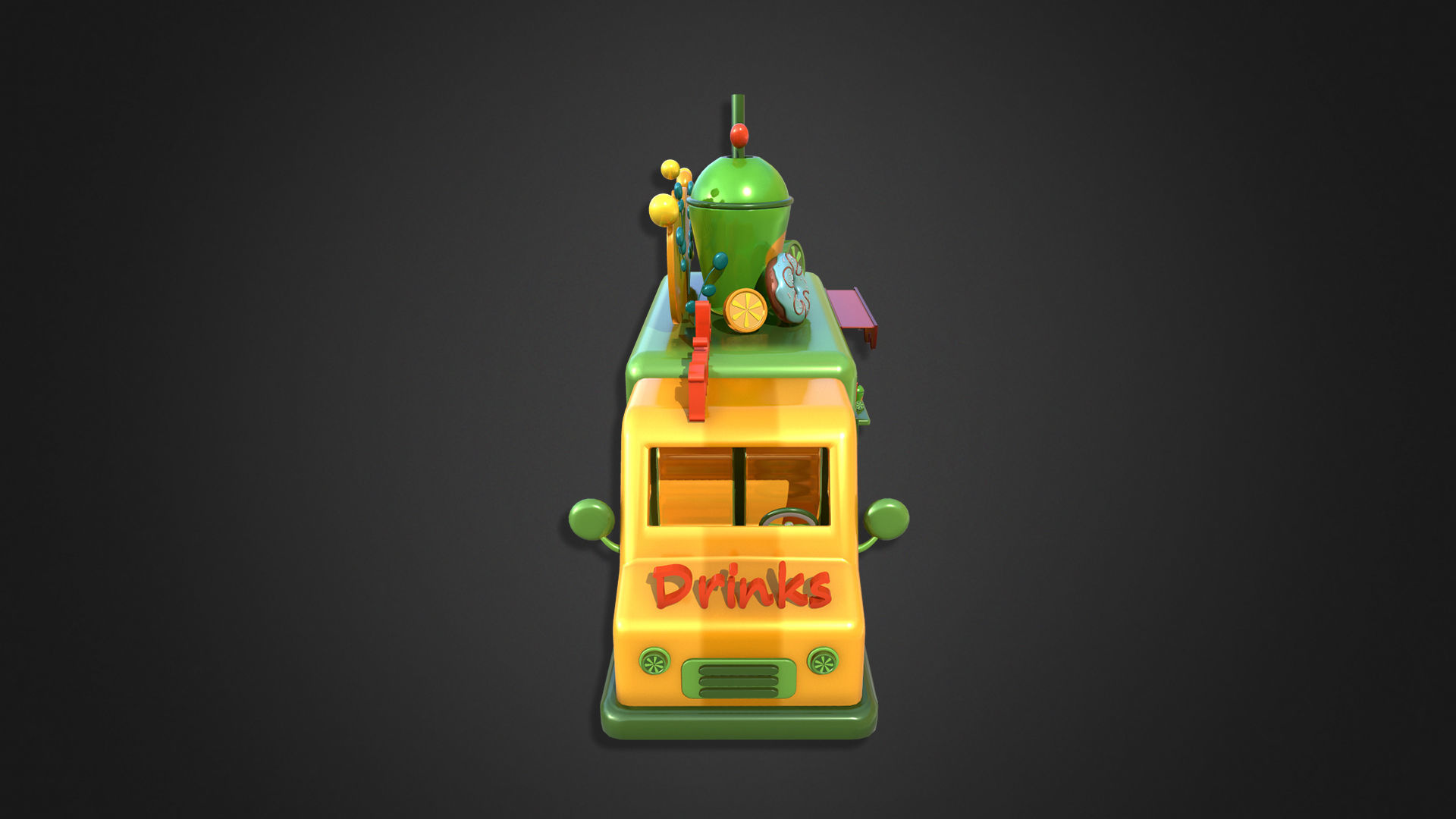 Asset - Cartoons - Food Car - Drinks Car 3D model_8