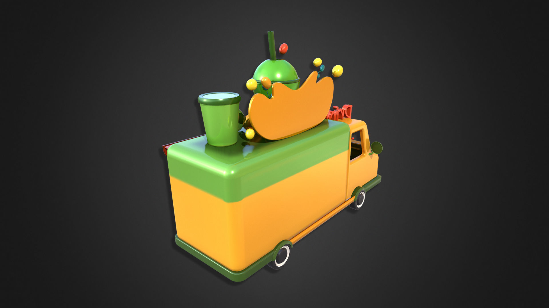 Asset - Cartoons - Food Car - Drinks Car 3D model_11