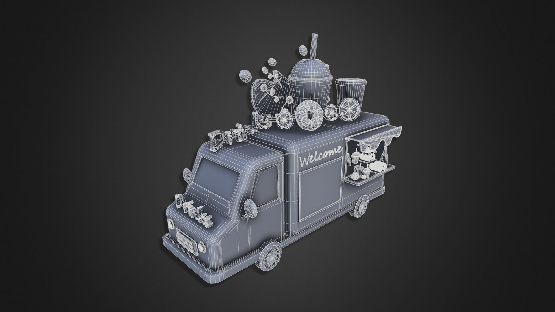 Asset - Cartoons - Food Car - Drinks Car 3D model_3