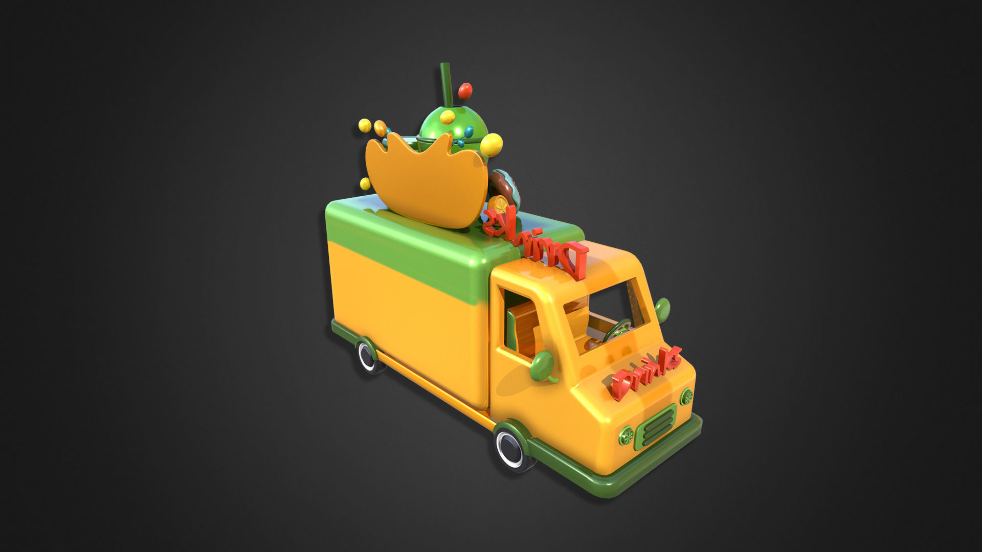 Asset - Cartoons - Food Car - Drinks Car 3D model_2