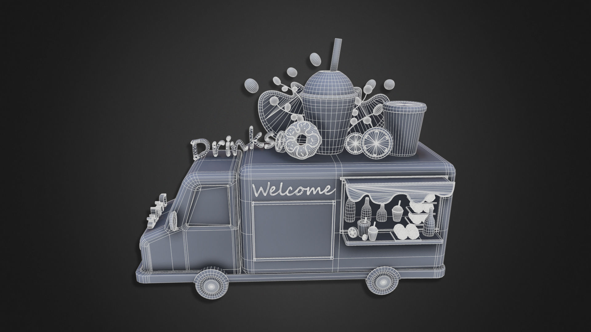 Asset - Cartoons - Food Car - Drinks Car 3D model_5