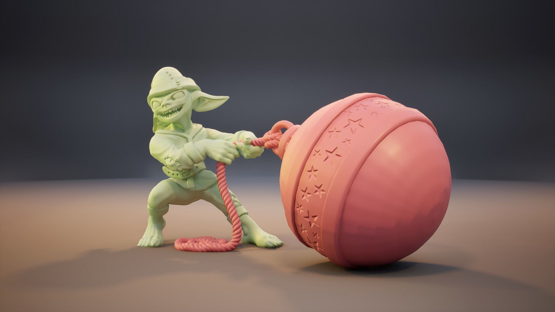 Christmas Ornament Thief Goblin - 1 2 3 inch 3D print model_3