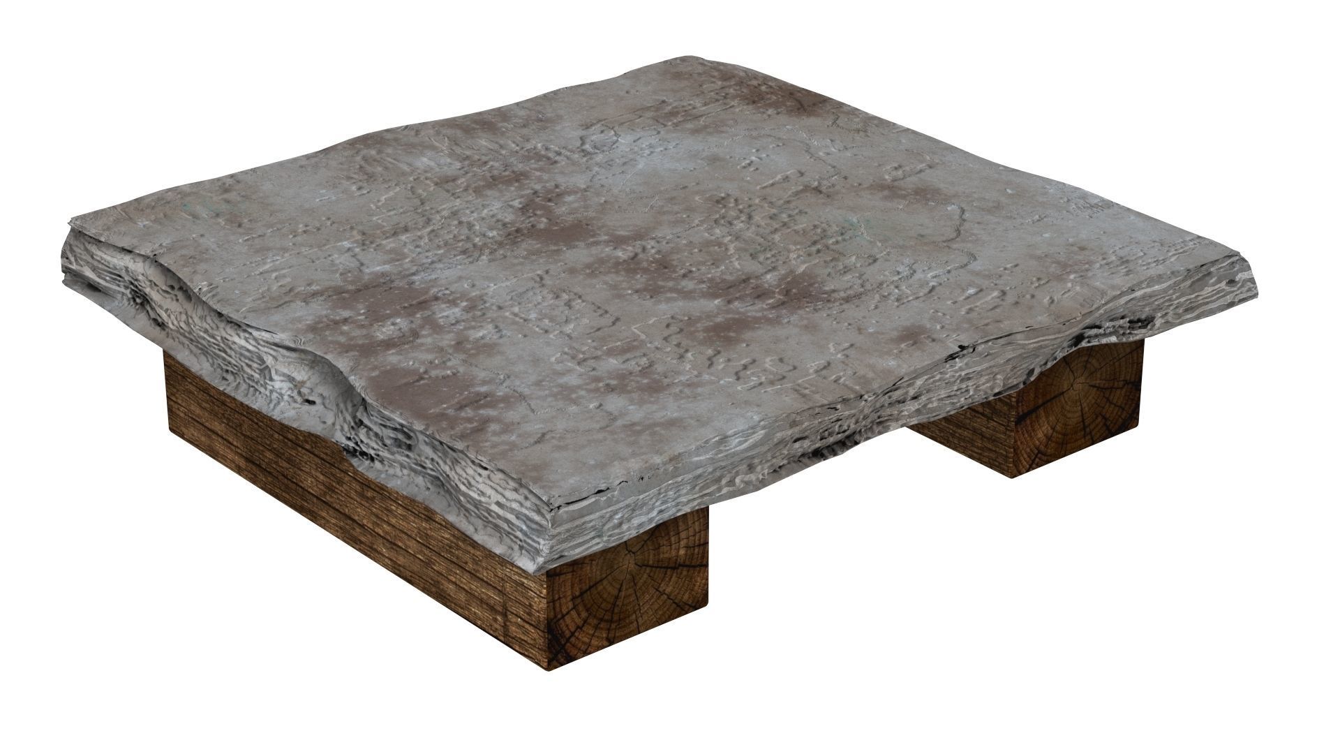 Vintage Slate Coffee Table 3D model_2