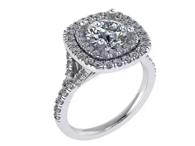 Double Halo Split Shank Ring 0120