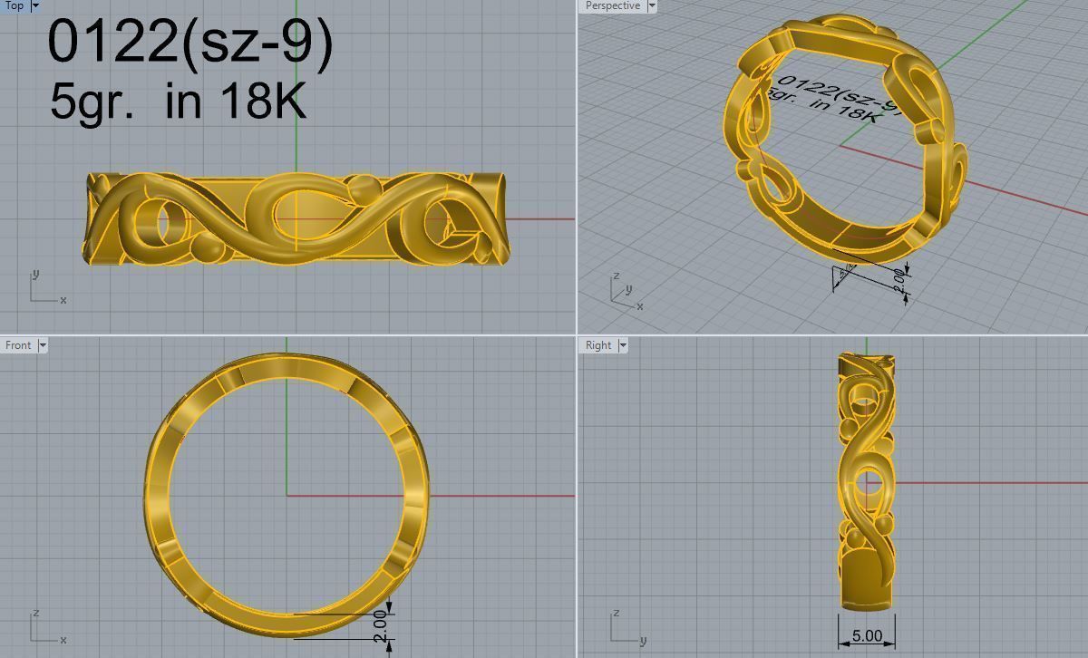 Unique Engraving Ring 0122 3D print model_4