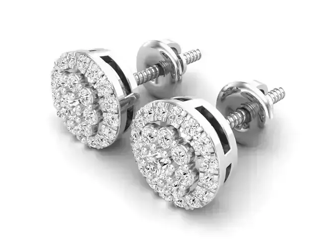 AV 544 Diamond Ladies Halo Style Stud Earrings