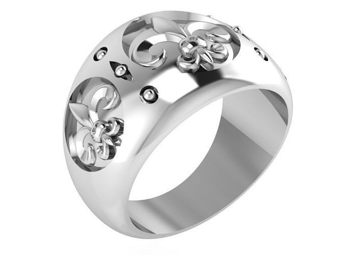Fleur de lis Ring 0127 3D print model