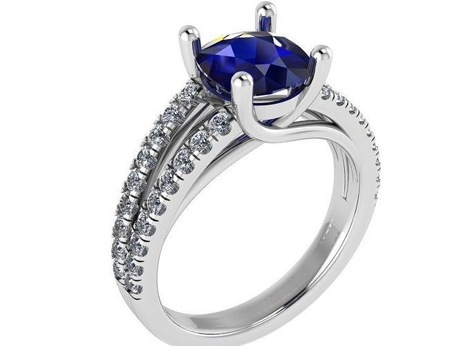 Sapphire Split Shank Ring 0129 3D print model