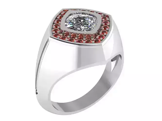 Rubin Diamond Wide Ring 0131