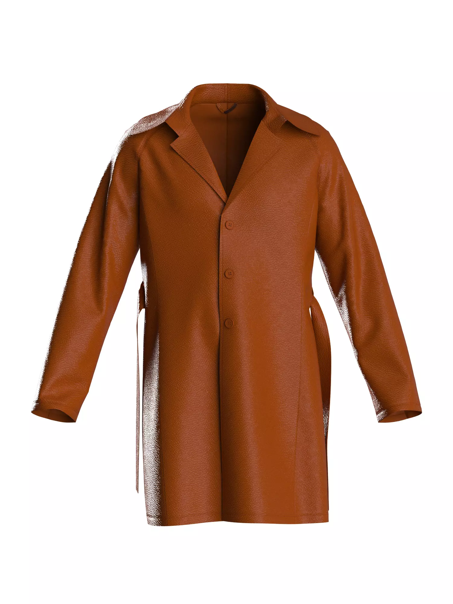 Male raglan leather trench coat 3D model