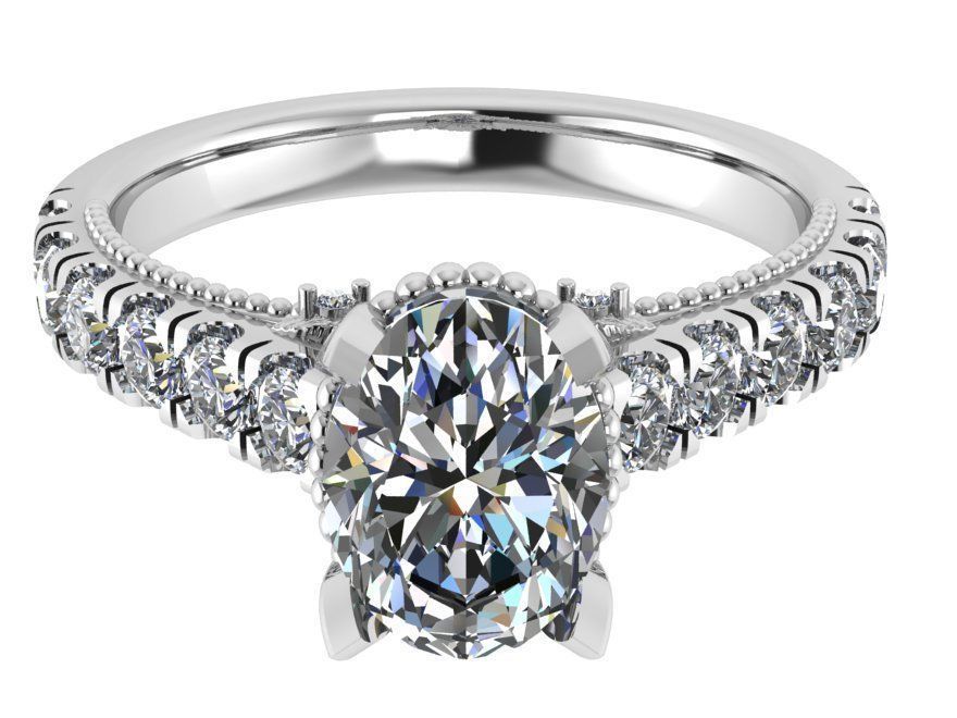 Oval Diamond Basket Setting Ring 0133 3D print model_2