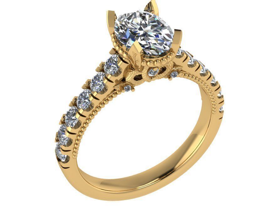 Oval Diamond Basket Setting Ring 0133 3D print model_1