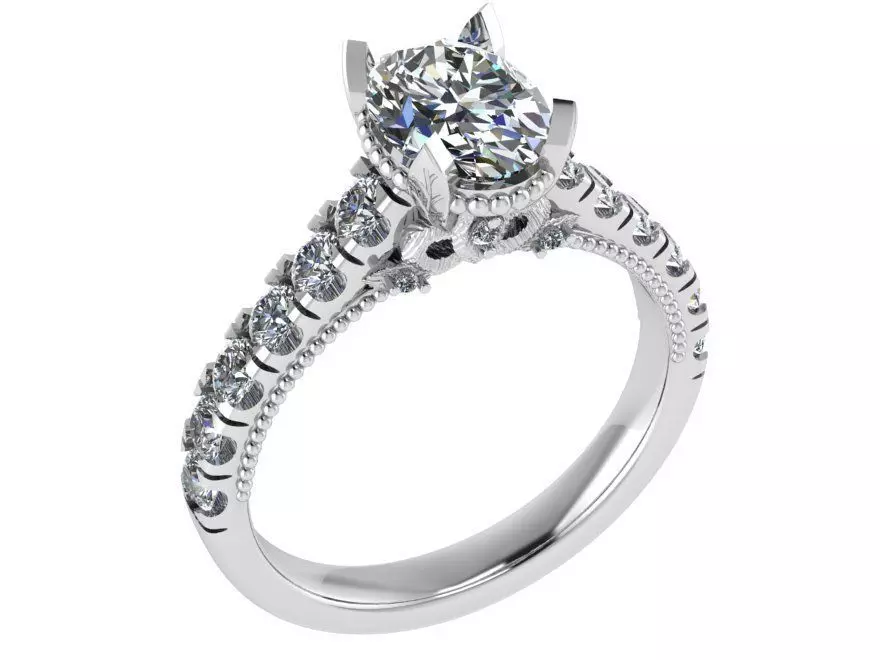 Oval Diamond Basket Setting Ring 0133 3D print model_0