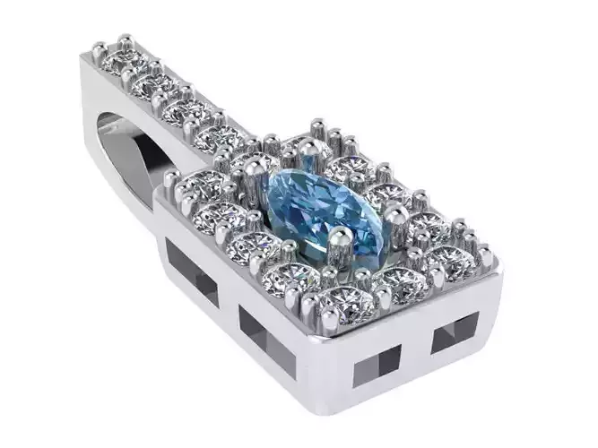 Marquise Stone Rectangular Halo Pendant 0134