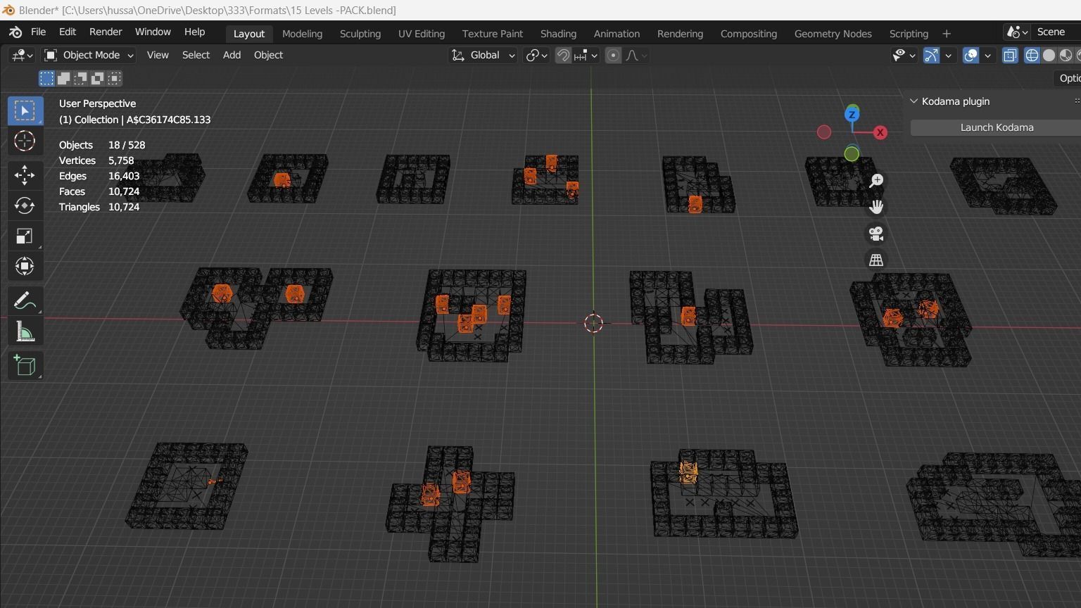 15 Levels Pack Low-poly 3D model_1