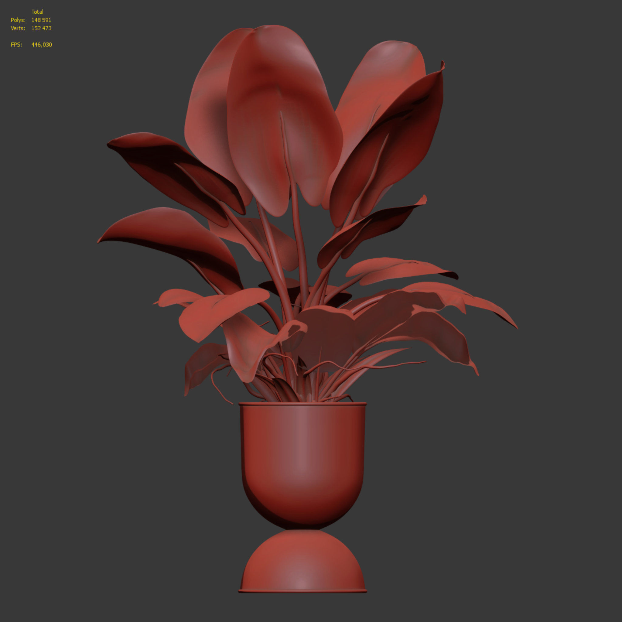 Philodendron imperial green in modern flowerpot 3D model_3