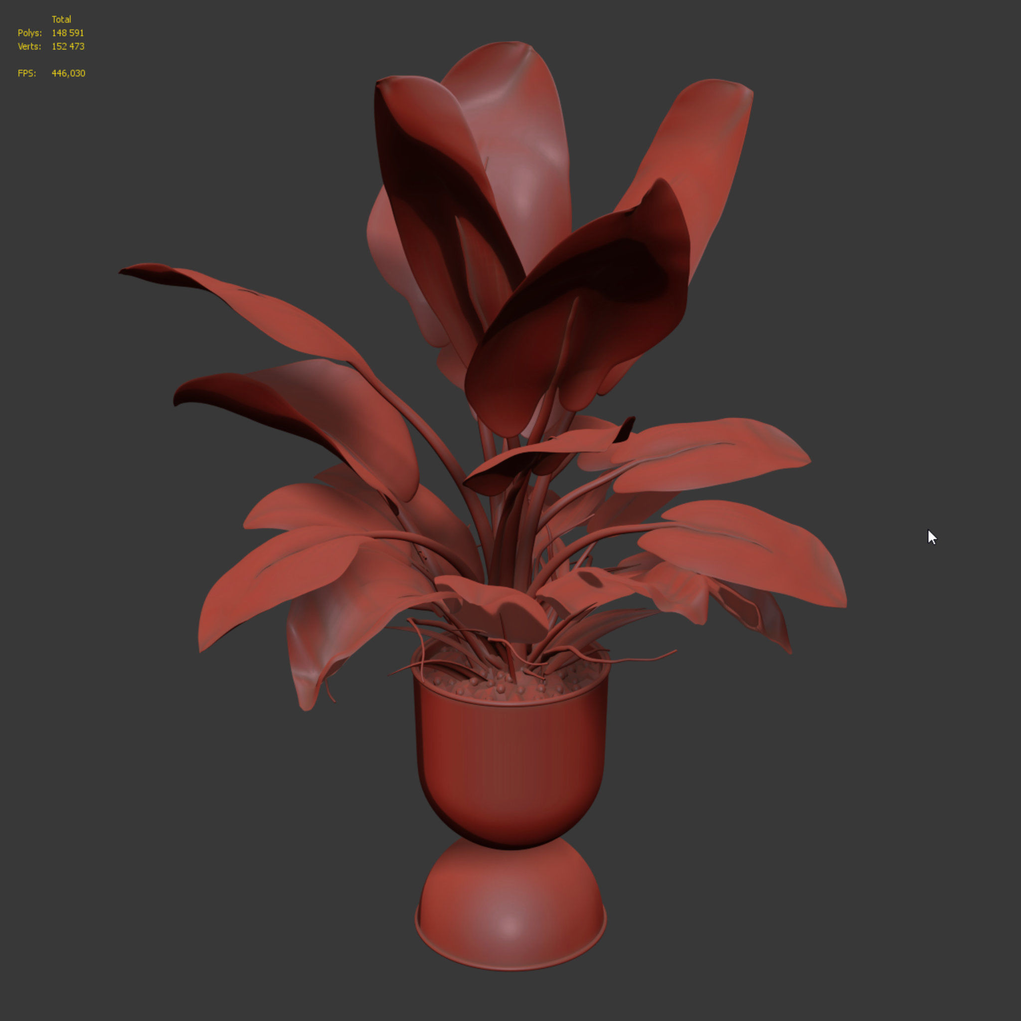 Philodendron imperial green in modern flowerpot 3D model_8