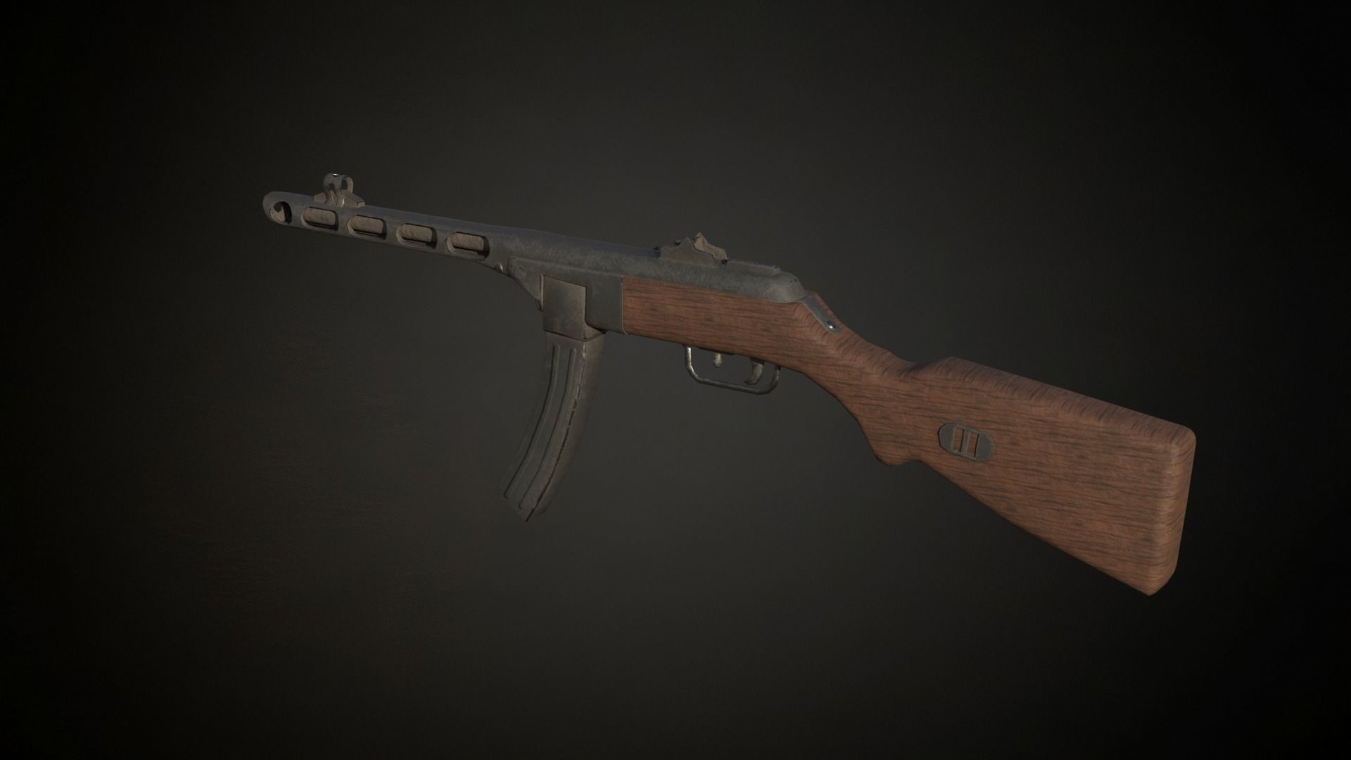 Ppsh-41 stick drum soviet submachinegun Low-poly 3D model_10