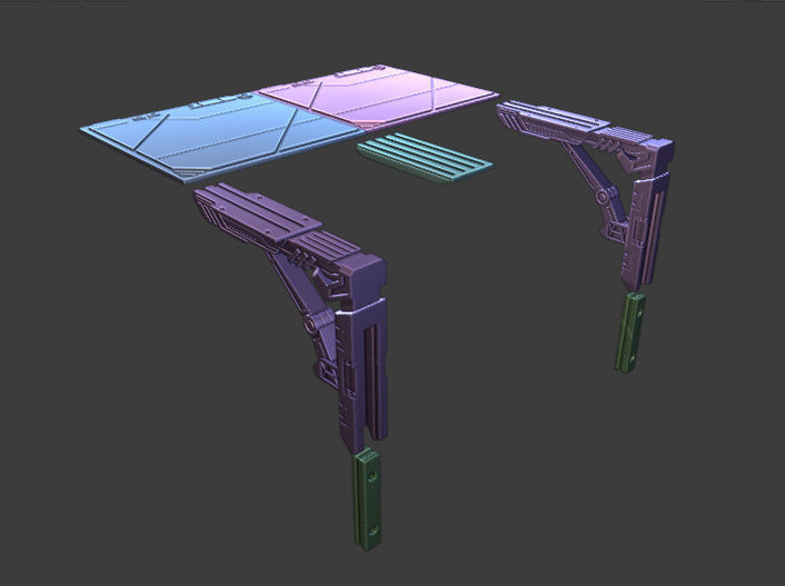 WALL RACK - SHELF - STORAGE WITH FUTURISTIC THEME 3D print model_4