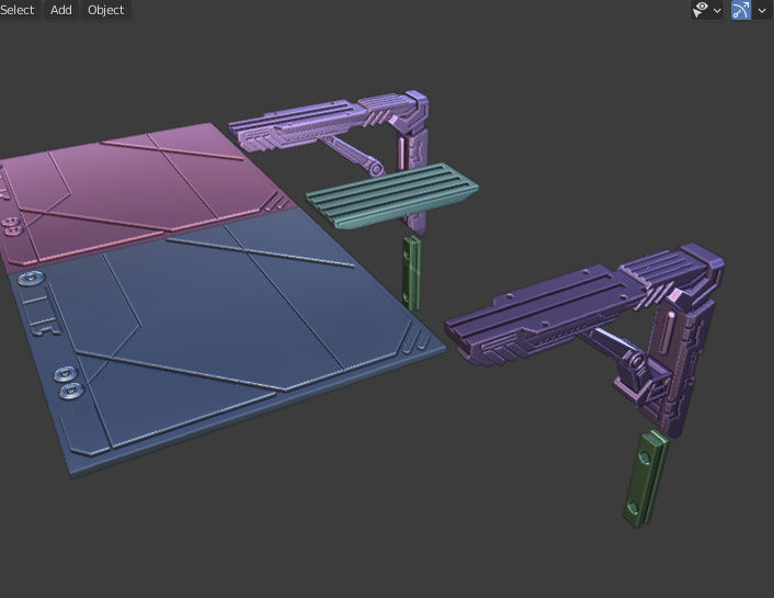 WALL RACK - SHELF - STORAGE WITH FUTURISTIC THEME 3D print model_6