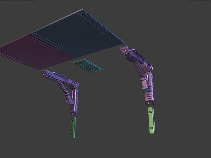WALL RACK - SHELF - STORAGE WITH FUTURISTIC THEME 3D print model_7