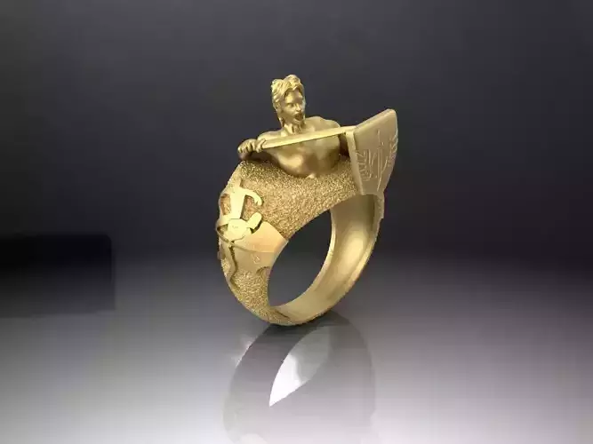 Warrior gladiator ring -gold  silver and jewels