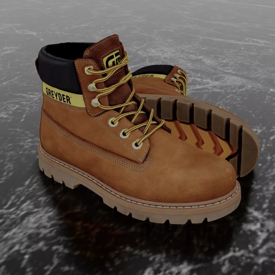 GREYDER - 3D BOOTS - CAMEL Low-poly 3D model_0