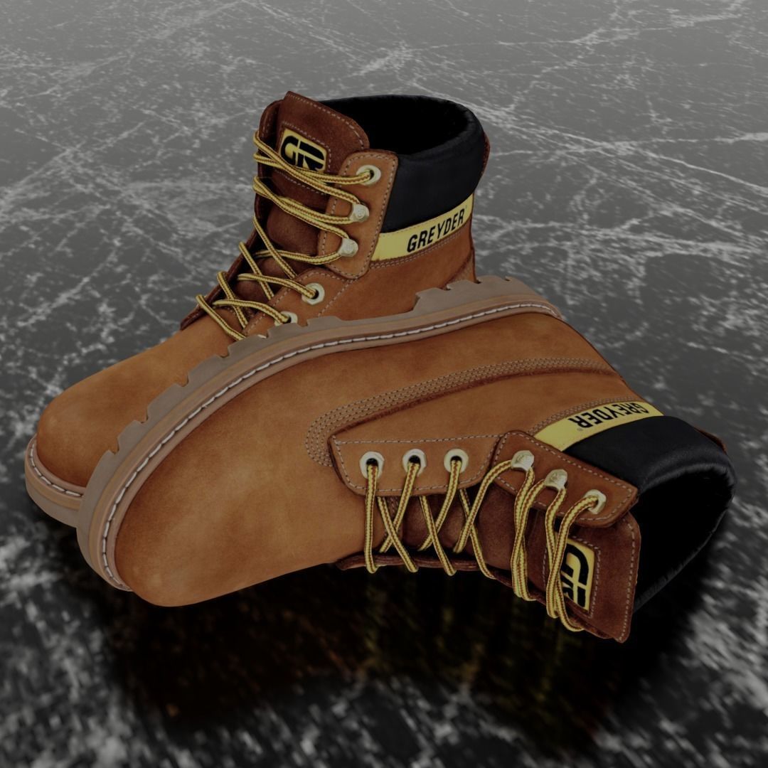 GREYDER - 3D BOOTS - CAMEL Low-poly 3D model_2