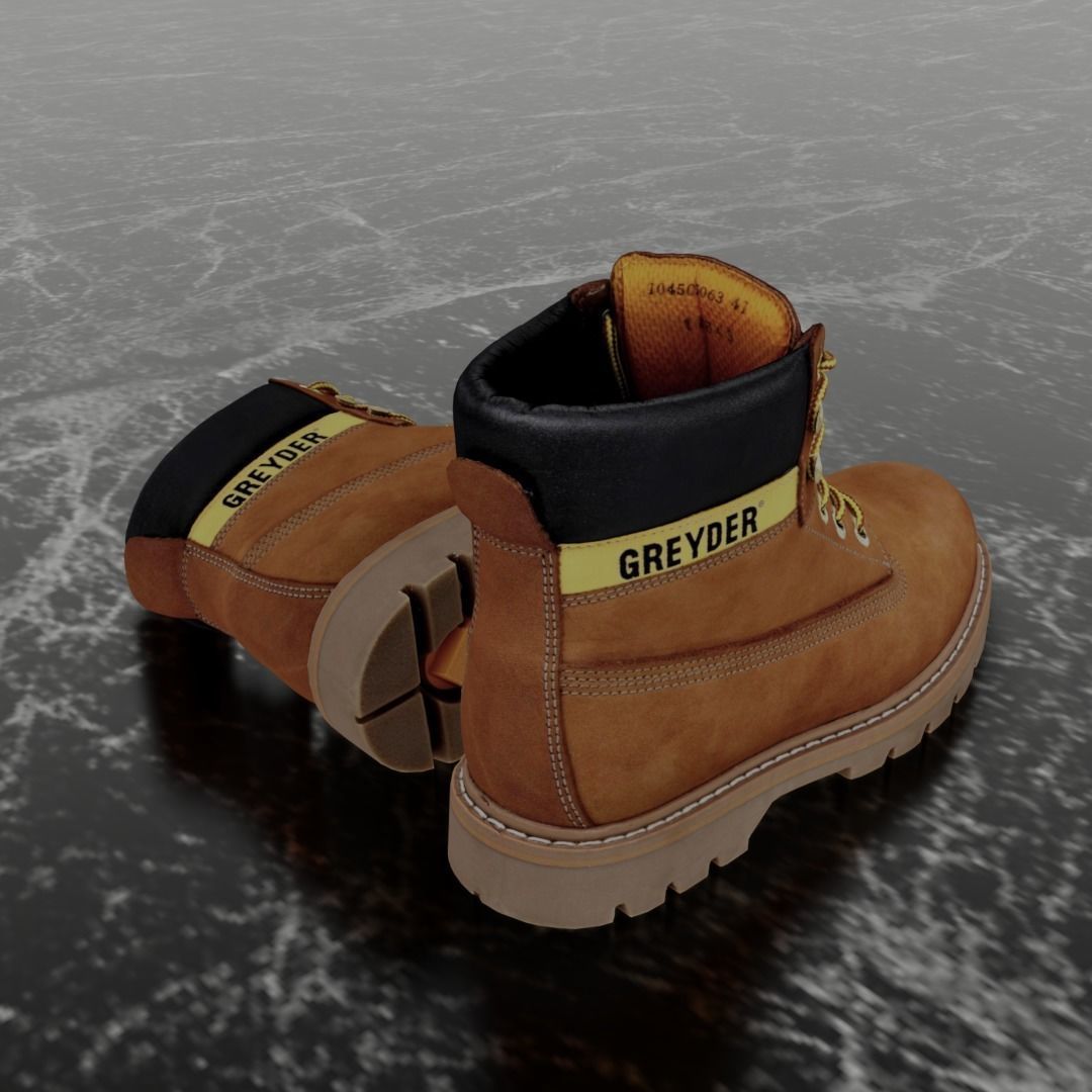 GREYDER - 3D BOOTS - CAMEL Low-poly 3D model_5