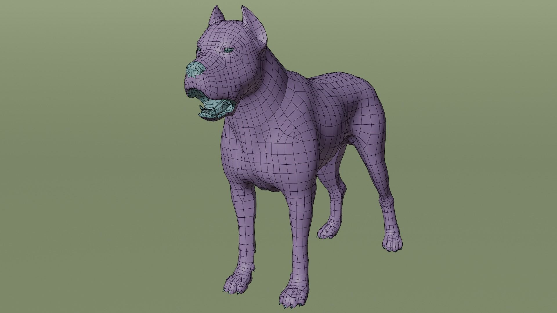 Pitbull Low-poly 3D model_5