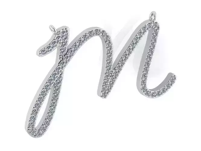 M Letter Diamond Pendant 0149