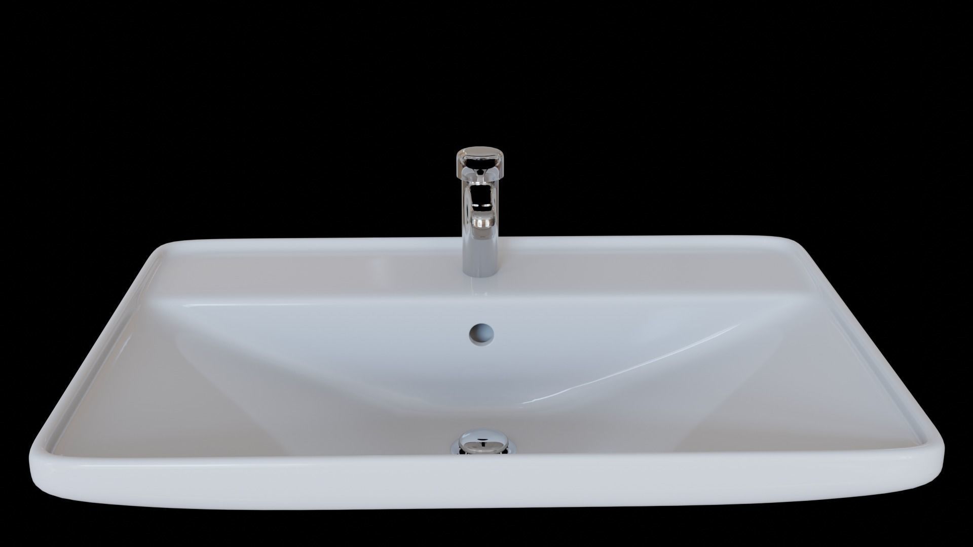 Drop-in washbasin white with Mixer Free 3D model_3