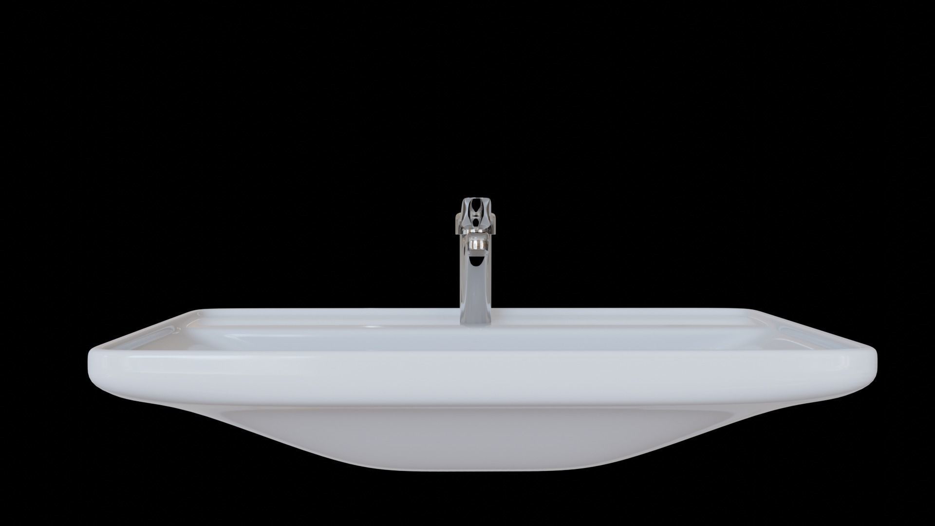 Drop-in washbasin white with Mixer Free 3D model_2