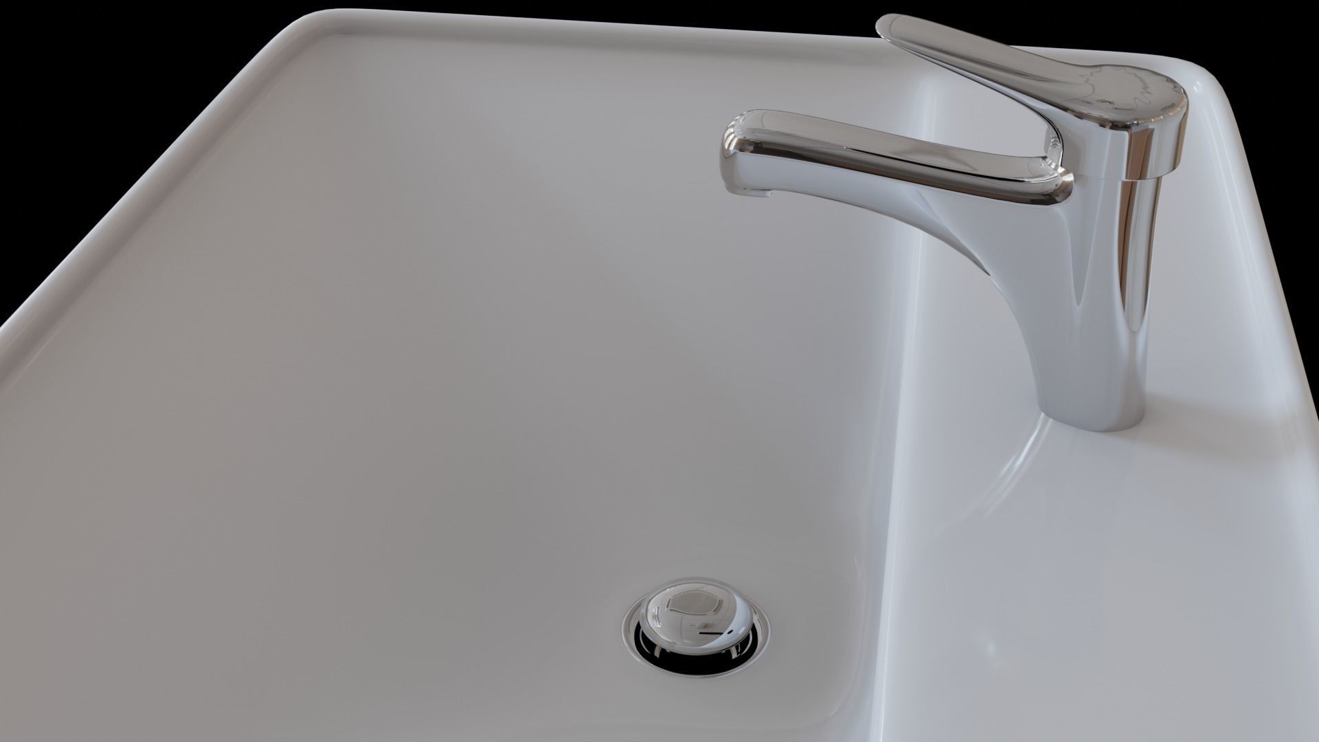 Drop-in washbasin white with Mixer Free 3D model_5