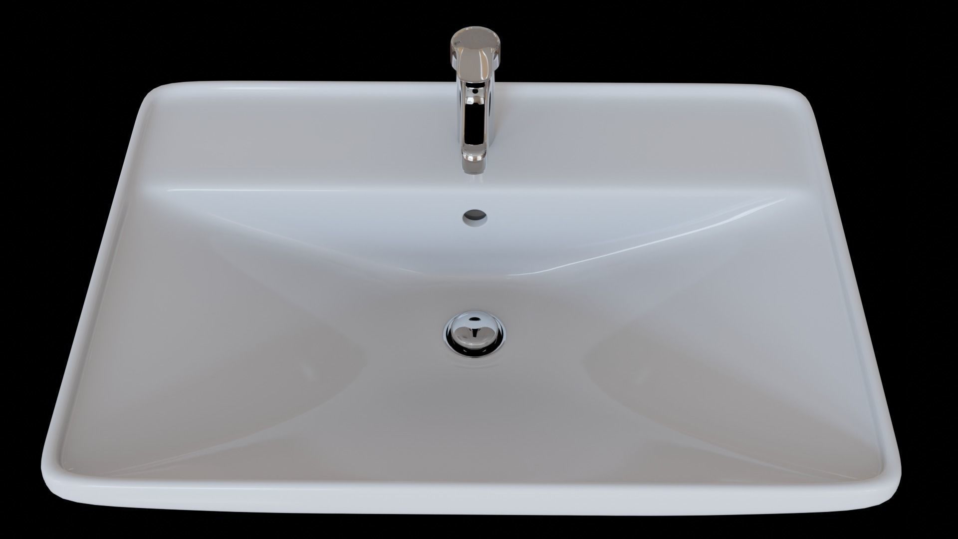 Drop-in washbasin white with Mixer Free 3D model_4