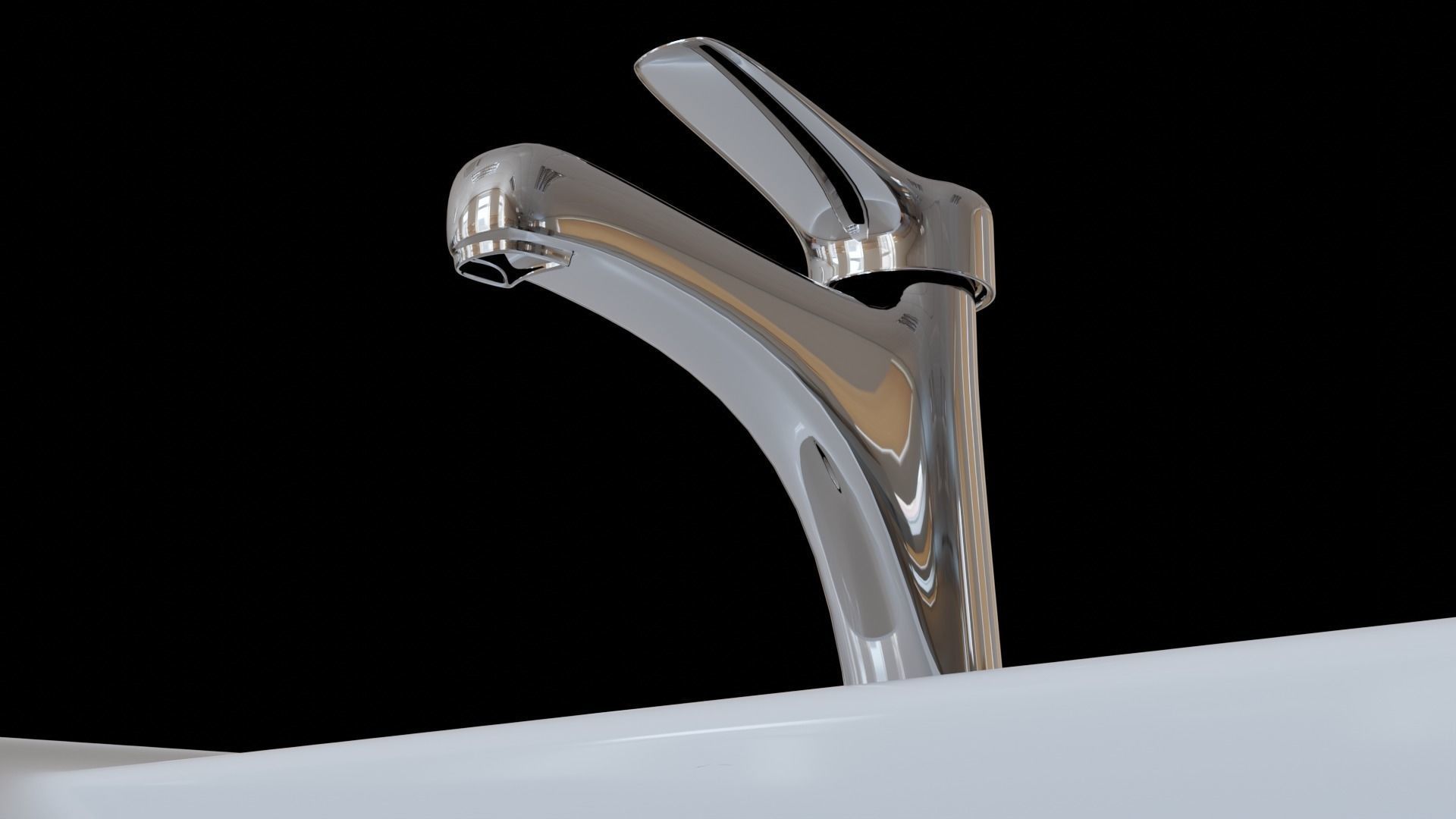 Drop-in washbasin white with Mixer Free 3D model_6