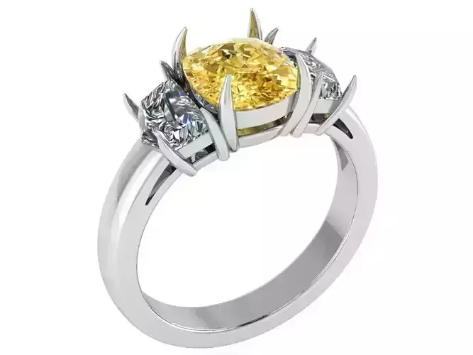 3 Stone Basket Setting Ring 0151