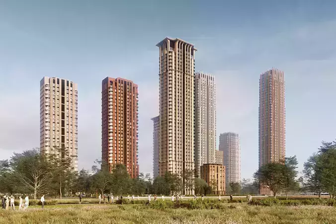 Modern apartment building concept 3D model 3D model