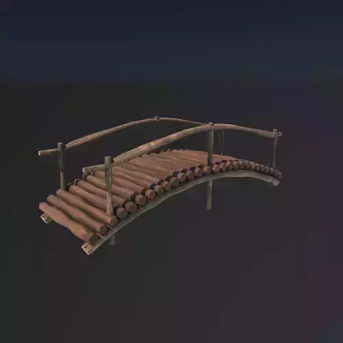 wooden bridge Low-poly 3D model